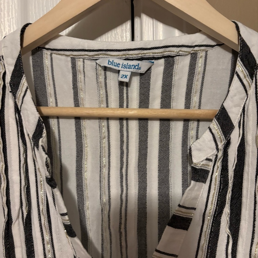 Blue Island Black and White Striped Tunic - Picture 3 of 4